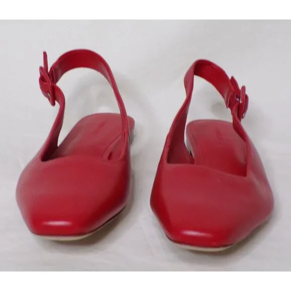 🆕VINCE Brody Slingback Flat Shoe Leather 8 Red - Picture 3 of 8